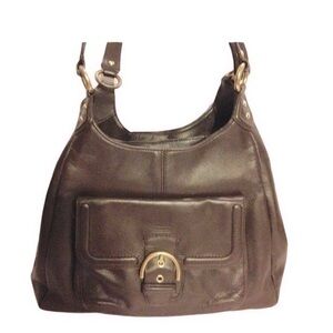 Coach brown leather multi pocket bag